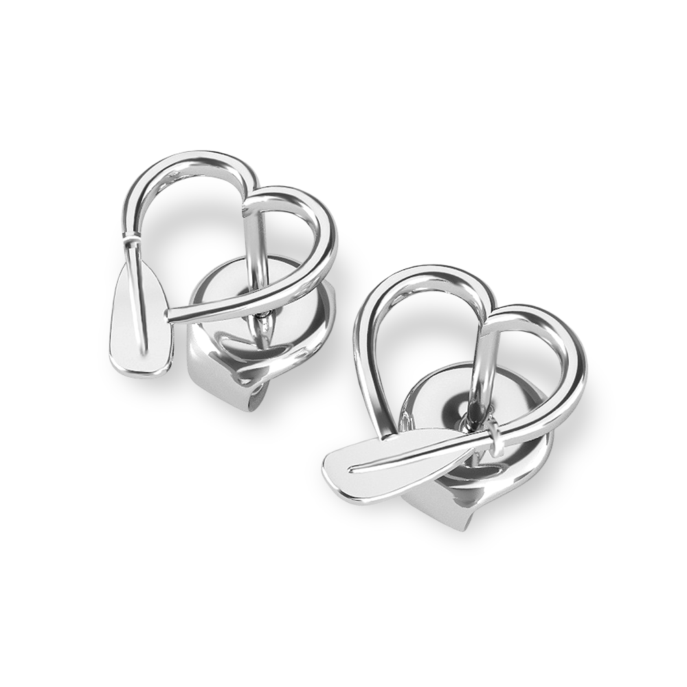 Kayak Paddle Heart Stud Earrings