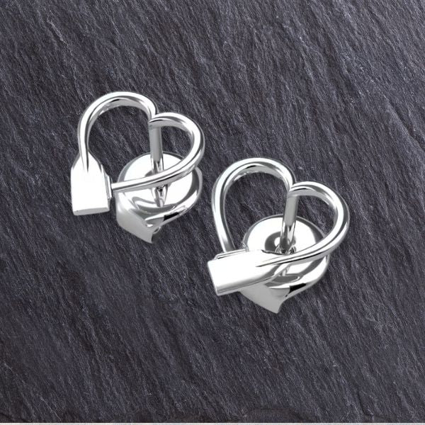 Dragon Boat Paddle Heart Stud Earrings